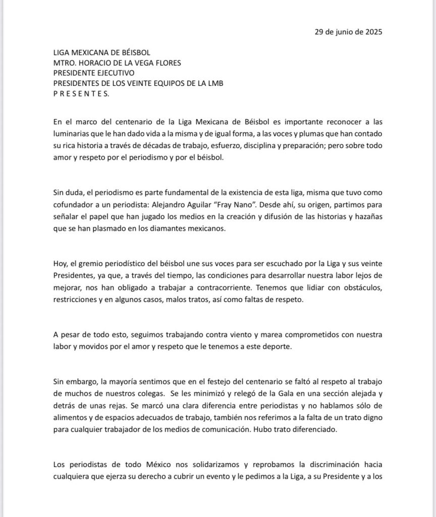 CARTA ABIERTA A HORACIO DE LA VEGA